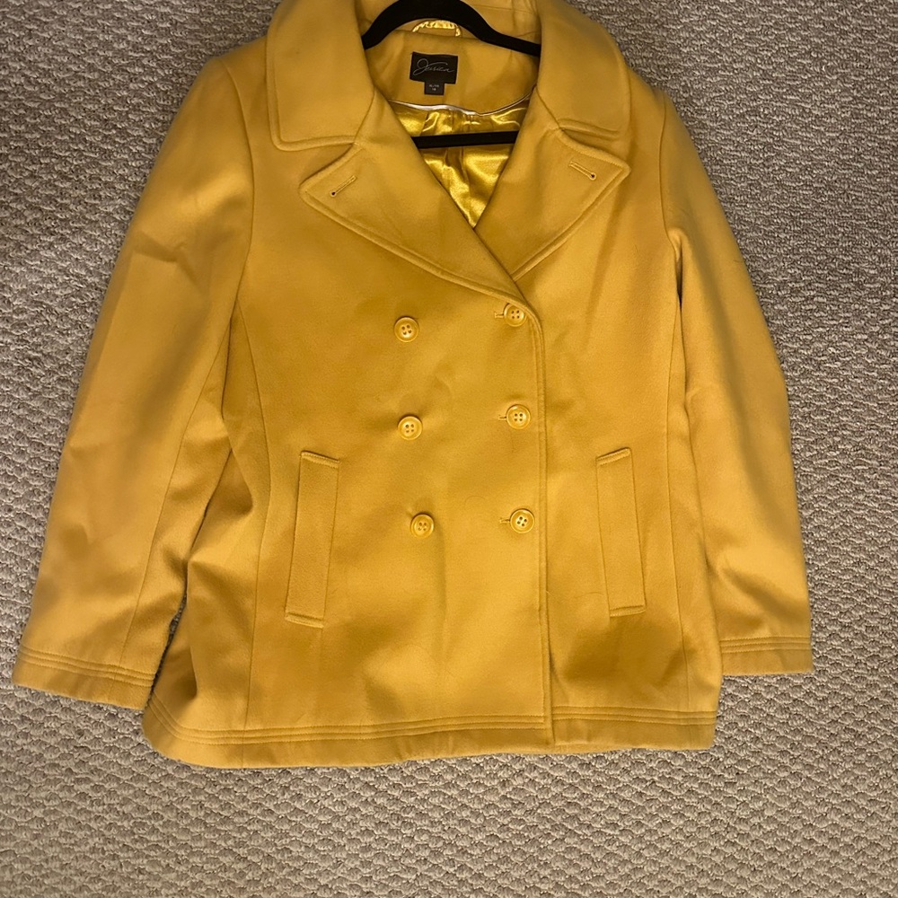 Jessica Mustard Yellow Double-Breasted Pea Coat